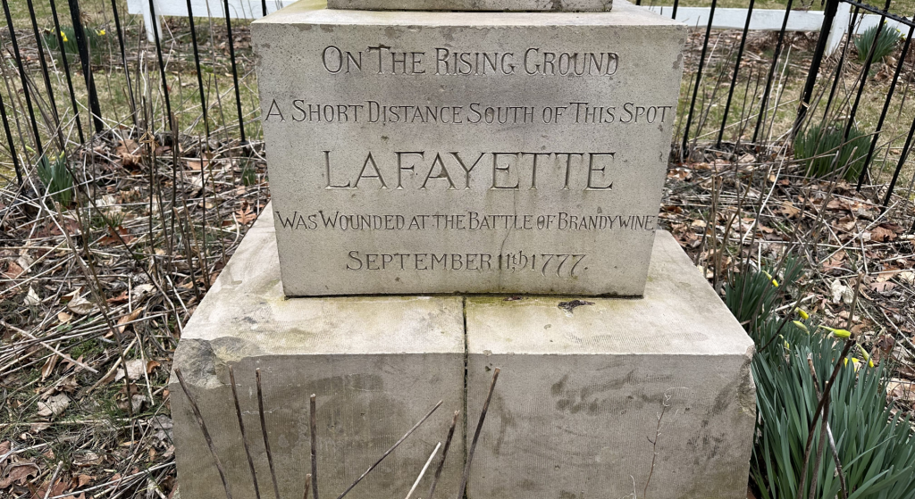 LAFAYETTE BATTLE OF BRANDYWINE MEMORIAL STONE A