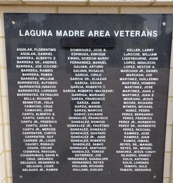 LAGUNA MADRE AREA VETERANS’ PARK WALLS OF HONOR PLAQUE B