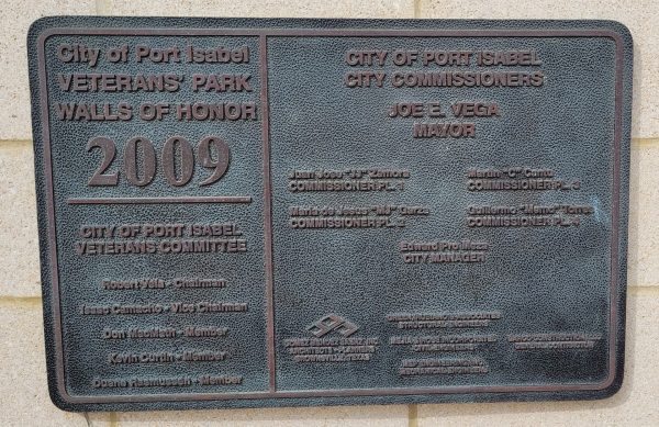 LAGUNA MADRE AREA VETERANS’ PARK WALLS OF HONOR PLAQUE F