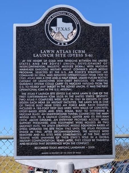 LAWN ATLAS ICBM LAUNCH SITE MEMORIAL MARKER