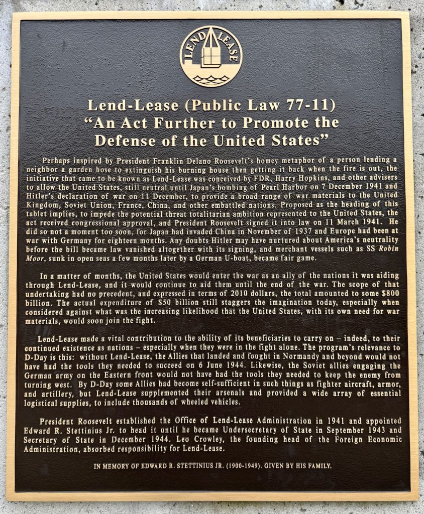 LEND-LEASE WAR MEMORIAL PLAQUE