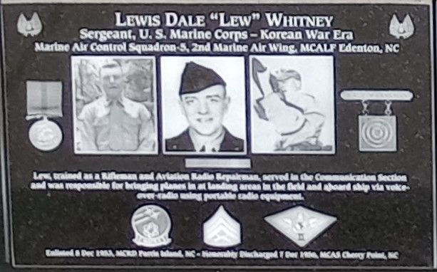 LEWIS DALE “LEW” WHITNEY WAR MEMORIAL PLAQUE