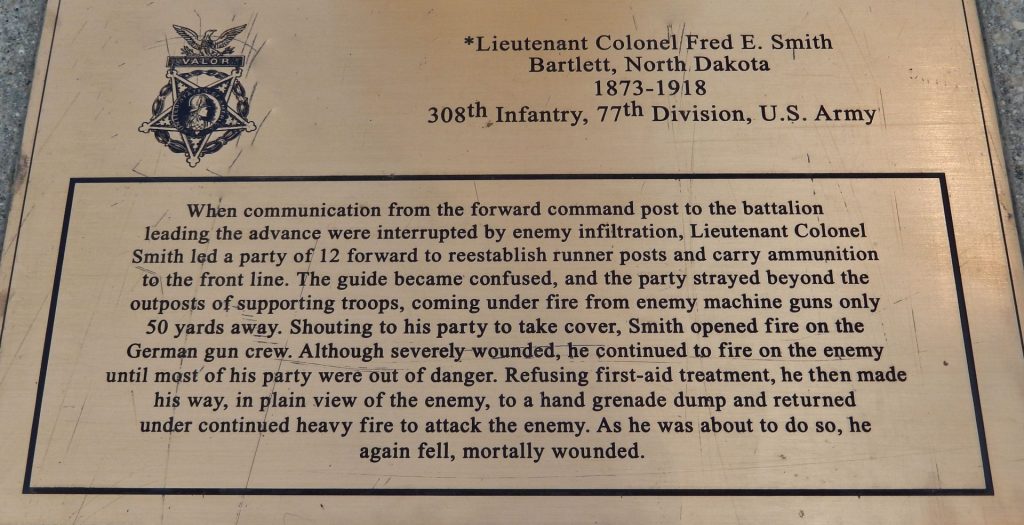 LIEUTENANT COLONEL FRED E. SMITH MEDAL OF HONOR PLAQUE