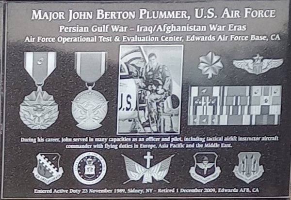 MAJOR JOHN BERTON PLUMMER WAR MEMORIAL PLAQUE