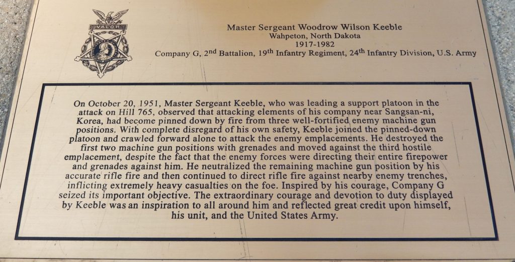 MASTER SERGEANT WOODROW WILSON KEEBLE MEDAL OF HONOR MEMORIAL PLAQUE