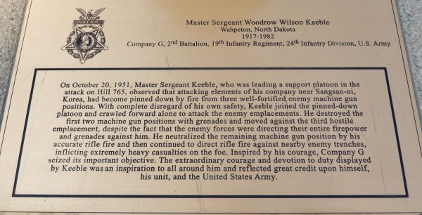 MASTER SERGEANT WOODROW WILSON KEEBLE MEDAL OF HONOR MEMORIAL PLAQUE