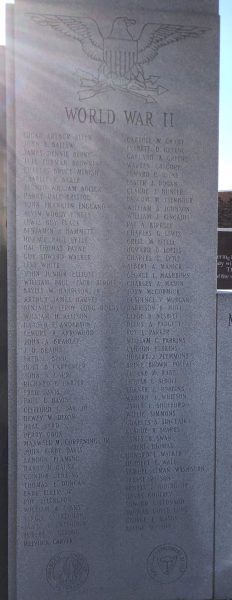 MCDOWELL COUNTY WAR VETERANS MEMORIAL STONE A