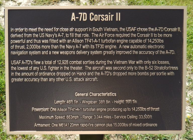 MINOT A-7D CORSAIR II WAR MEMORIAL AIRCRAFT PLAQUE