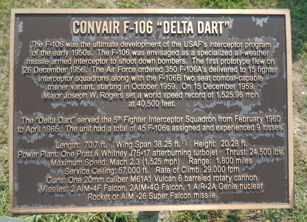 MINOT F-106 “DELTA DART” MEMORIAL AIRCRAFT PLAQUE