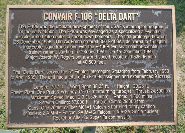 MINOT F-106 “DELTA DART” MEMORIAL AIRCRAFT PLAQUE