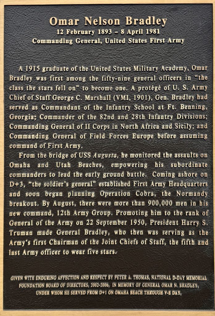 OMAR NELSON BRADLEY WAR MEMORIA PLAQUE