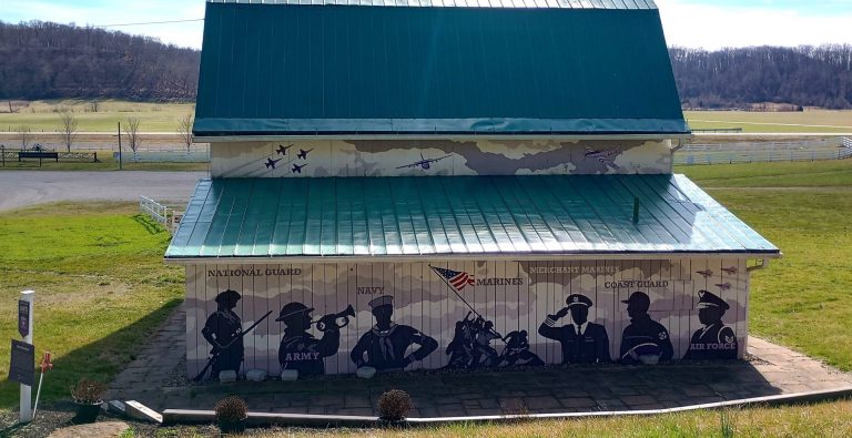 OUR FARM SALUTES ALL WHO SERVE MEMORIAL MURAL