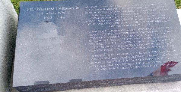 PFC. WILLIAM THIEMAN JR. WAR MEMORIAL STONE
