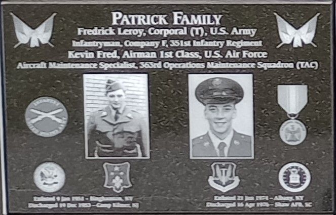 PATRICK FAMILY WAR MEMORIAL PLAQUE
