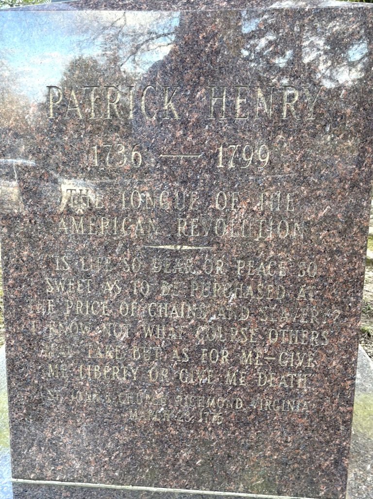 PATRICK HENRY REVOLUTIONARY WAR MEMORIAL STONE