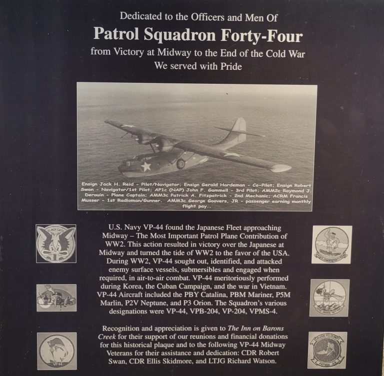 PATROL SQUADRON FORTY FOUR WAR MEMORIAL PLAQUE