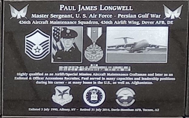PAUL JAMES LONGWELL WAR MEMORIAL PLAQUE