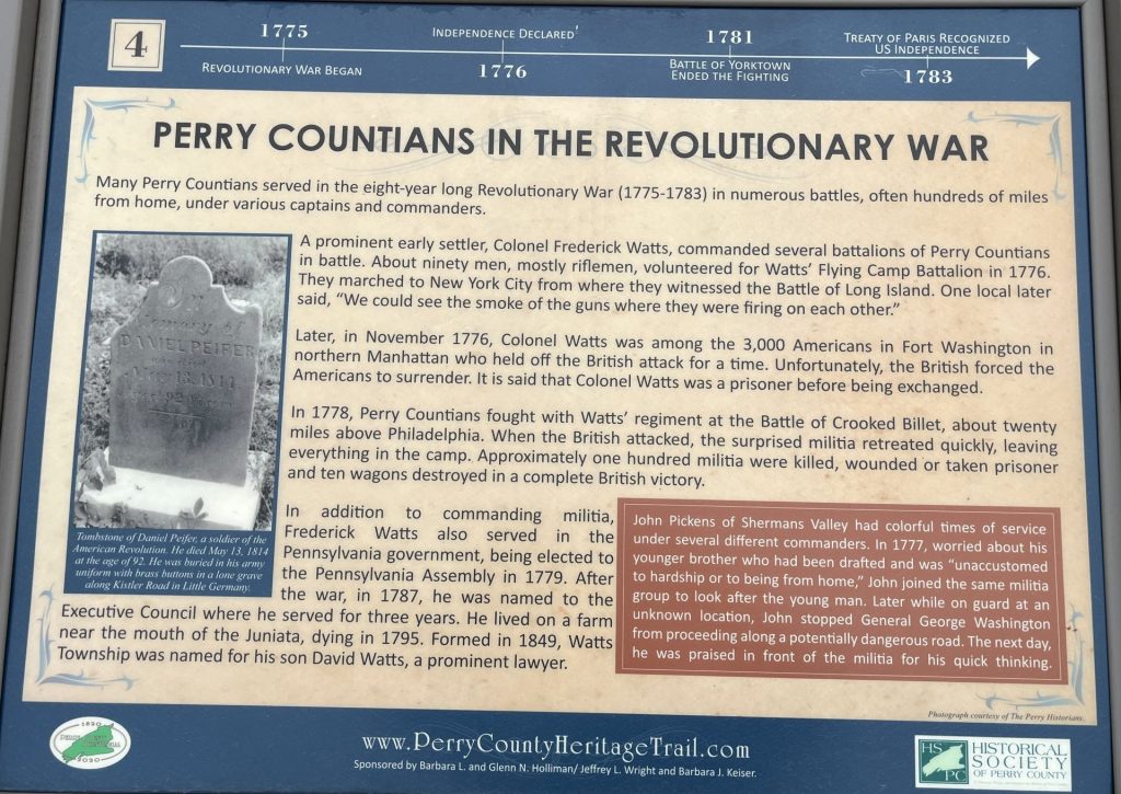 PERRY COUNTIANS IN THE REVOLUTIONARY WAR MEMORIAL PANEL