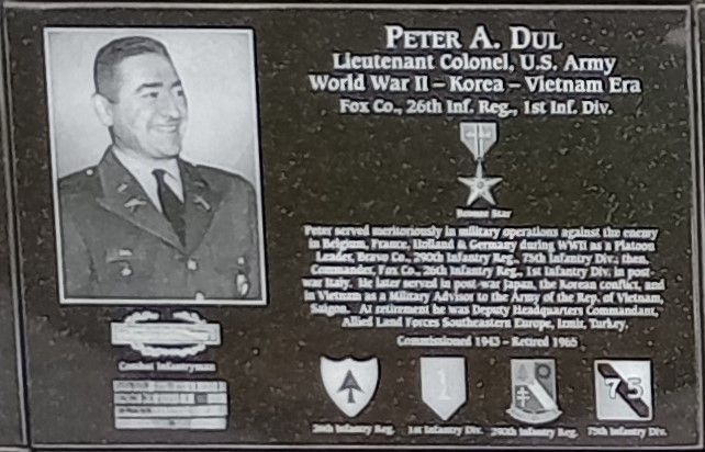 PETER A. DUL WAR MEMORIAL PLAQUE
