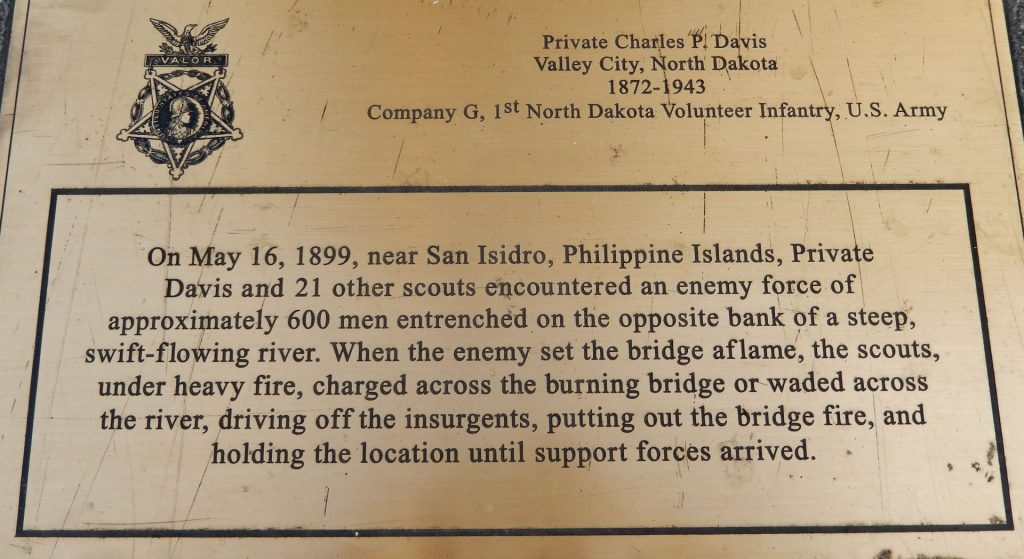 PRIVATE CHARLES P. DAVIS MEDAL OF HONOR MEMORIAL PLAQUE