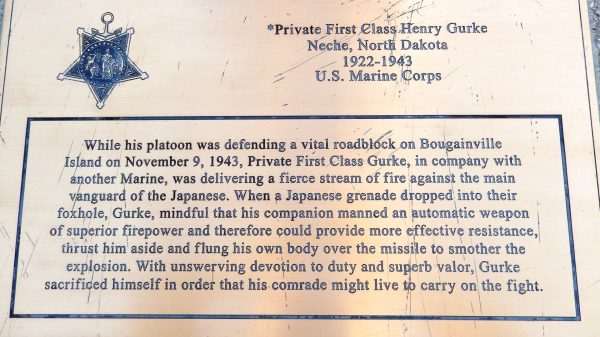 PRIVATE FIRST CLASS HENRY GURKE MEDAL OF HONOR MEMORIAL PLAQUE
