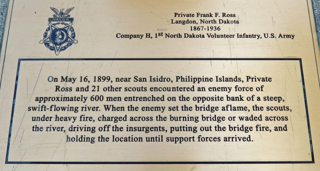 PRIVATE FRANK F. ROSS MEDAL OF HONOR MEMORIAL PLAQUE