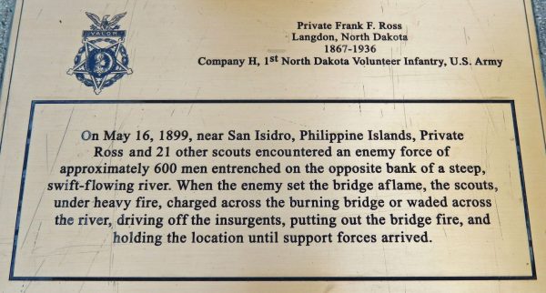 PRIVATE FRANK F. ROSS MEDAL OF HONOR MEMORIAL PLAQUE