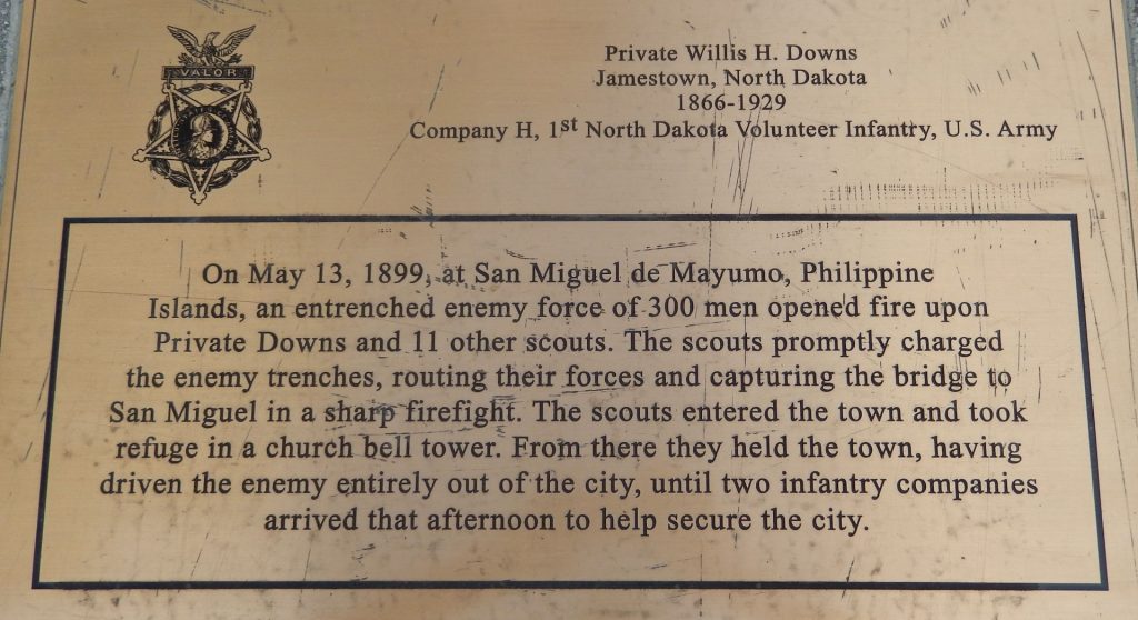 PRIVATE WILLIS H. DOWNS MEDAL OF HONOR MEMORIAL PLAQUE