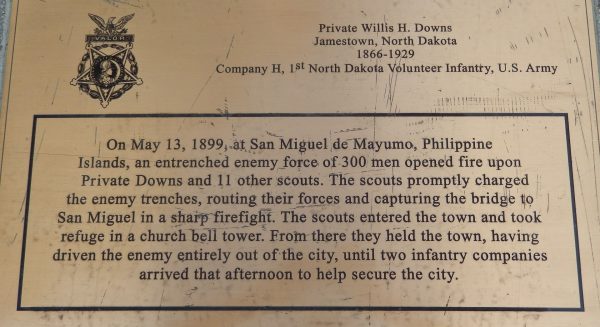 PRIVATE WILLIS H. DOWNS MEDAL OF HONOR MEMORIAL PLAQUE