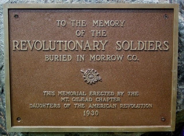 REVOLUTIONARY SOLDIERS BURIED IN MORROW CO. MEMORIAL PLAQUE
