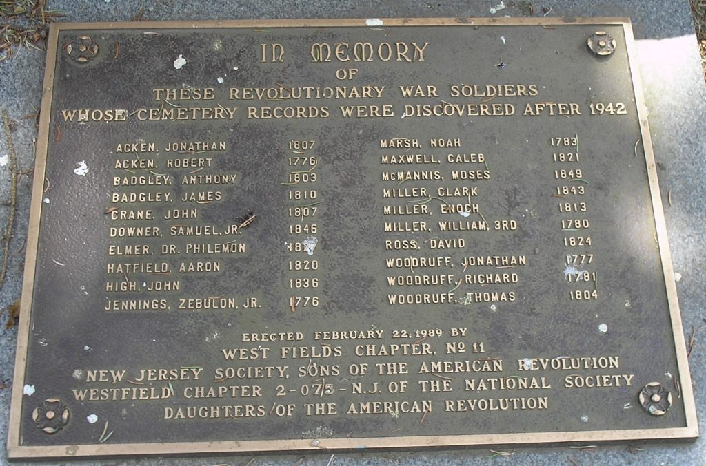 REVOLUTIONARY WAR SOLDIERS IN PRESBYTERIAN CHURCH CEMETERY MEMORIAL PLAQUE B
