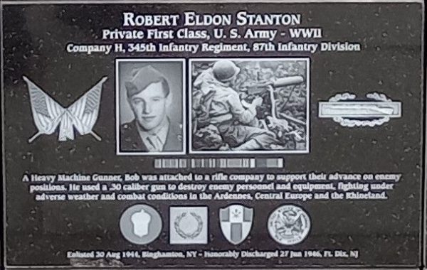 ROBERT ELDON STANTON WAR MEMORIAL PLAQUE