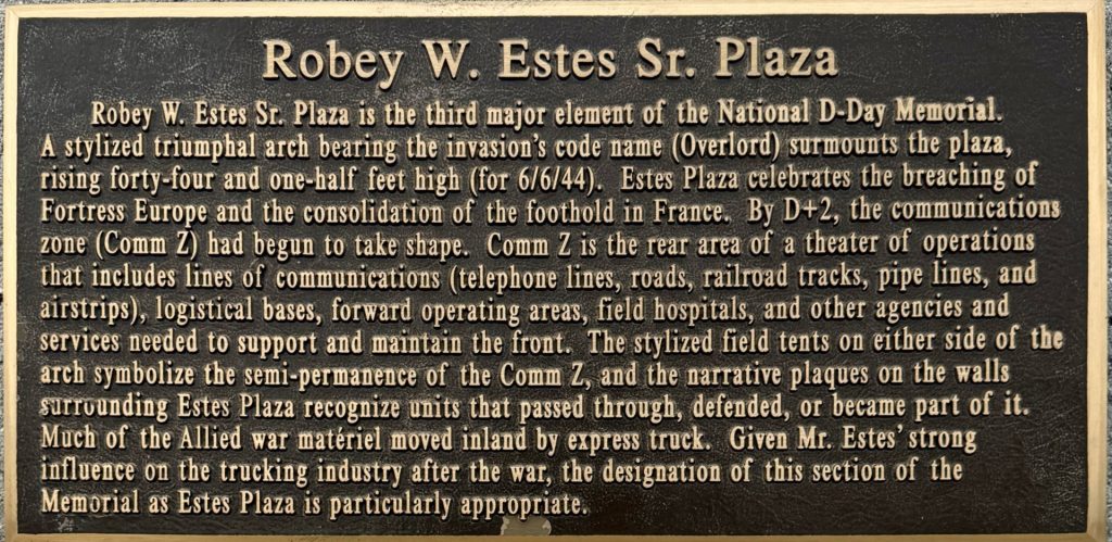 ROBEY W. ESTES SR. PLAZA WAR MEMORIAL PLAQUE