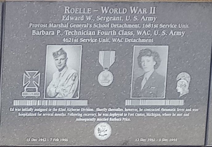 ROELLE-WORLD WAR II MEMORIAL PLAQUE