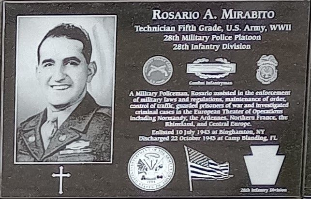 ROSARIO A. MIRABITO WAR MEMORIAL PLAQUE