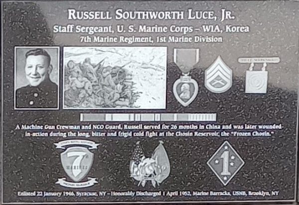 RUSSELL SOUTHWORTH LUCE, JR. WAR MEMORIAL PLAQUE