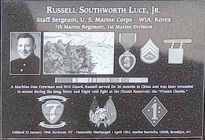 RUSSELL SOUTHWORTH LUCE, JR. WAR MEMORIAL PLAQUE