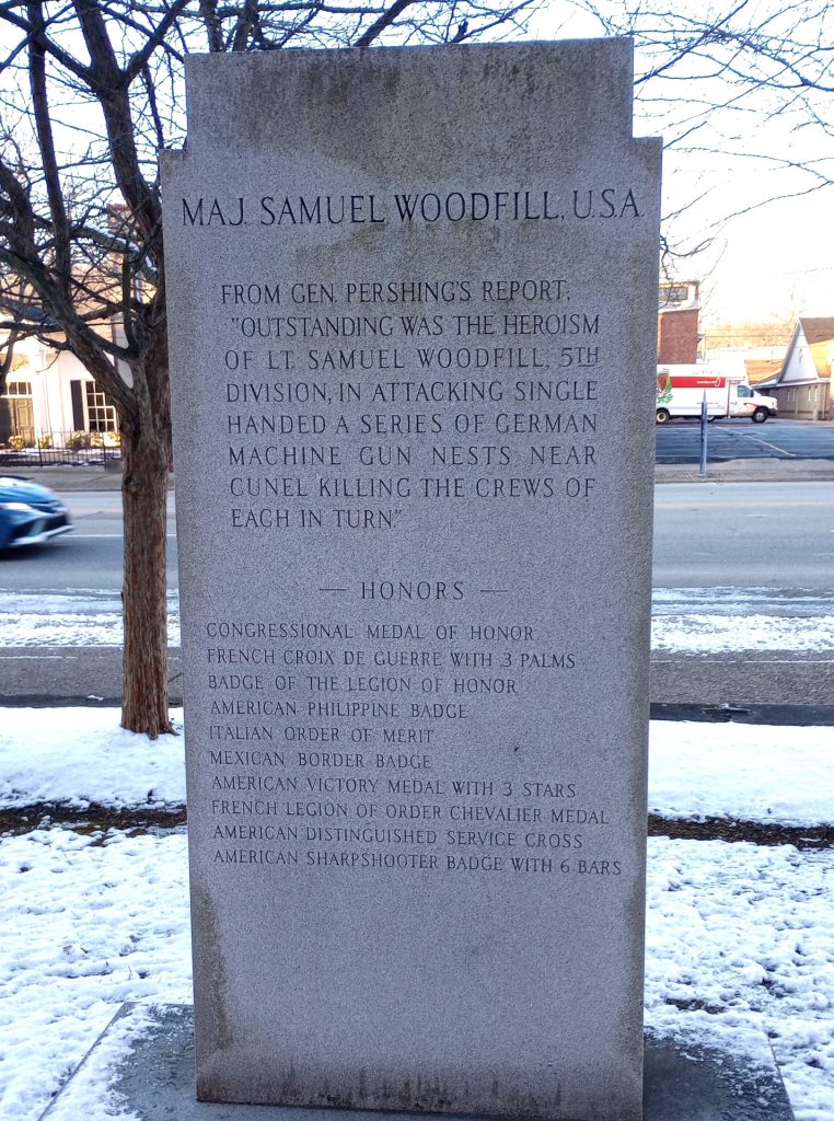 SAMUEL WOODFILL MEDAL OF HONOR WAR MEMORIAL BACK