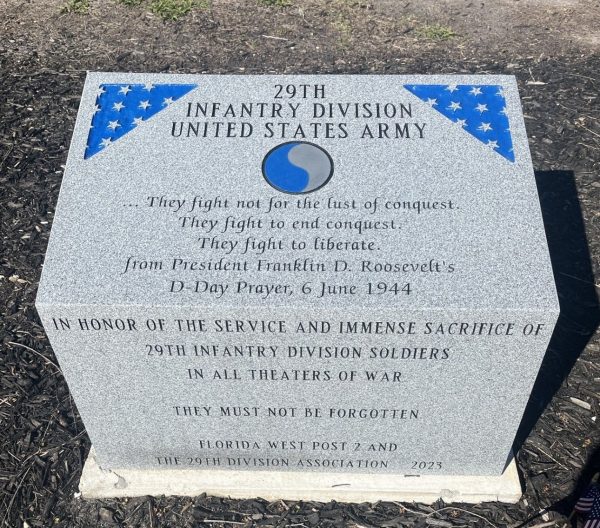 SARASOTA NATIONAL CEMETERY 29TH INFANTRY DIVISION WAR MEMORIAL