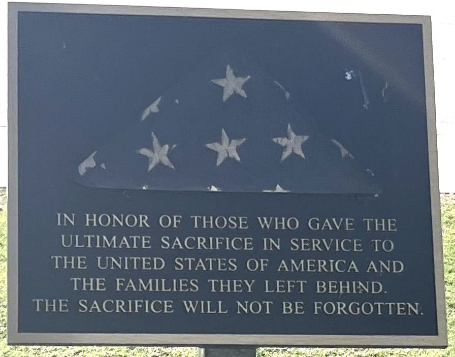 SARASOTA NATIONAL CEMETERY ULTIMATE SACRIFICE WAR MEMORIAL PLAQUE