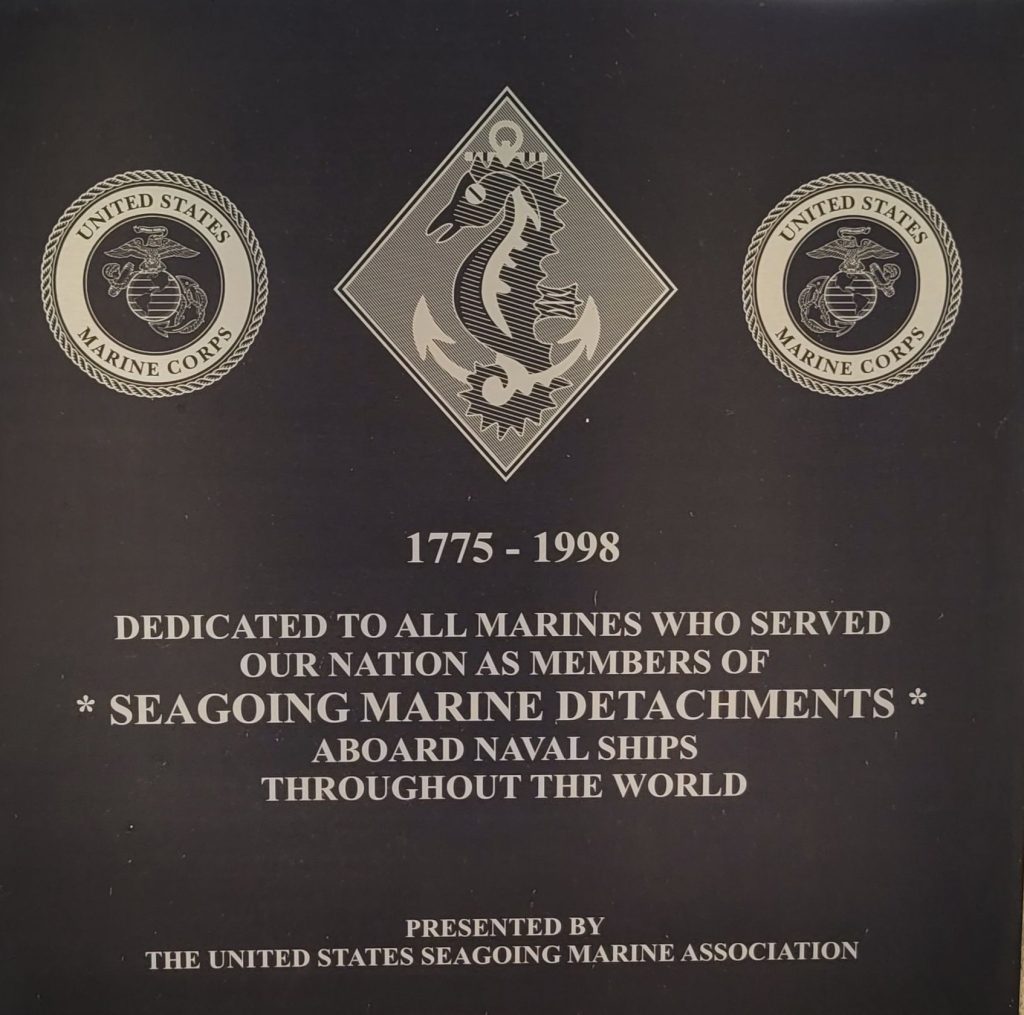 SEAGOING MARINE DETACHMENTS WAR MEMORIAL PLAQUE