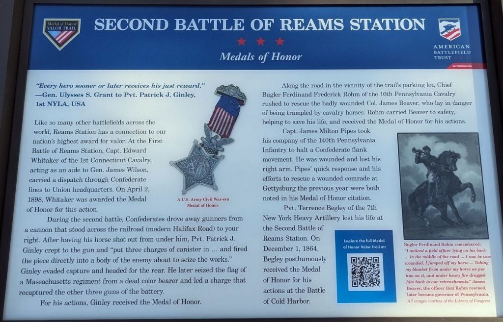SECOND BATTLE OF REAMS STATION WAR MEMORIAL PANEL