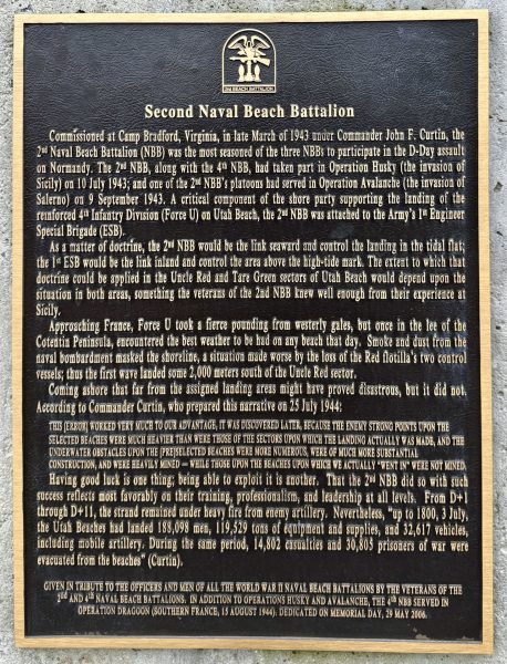 SECOND NAVAL BEACH BATTALION WAR MEMORIAL PLAQUE