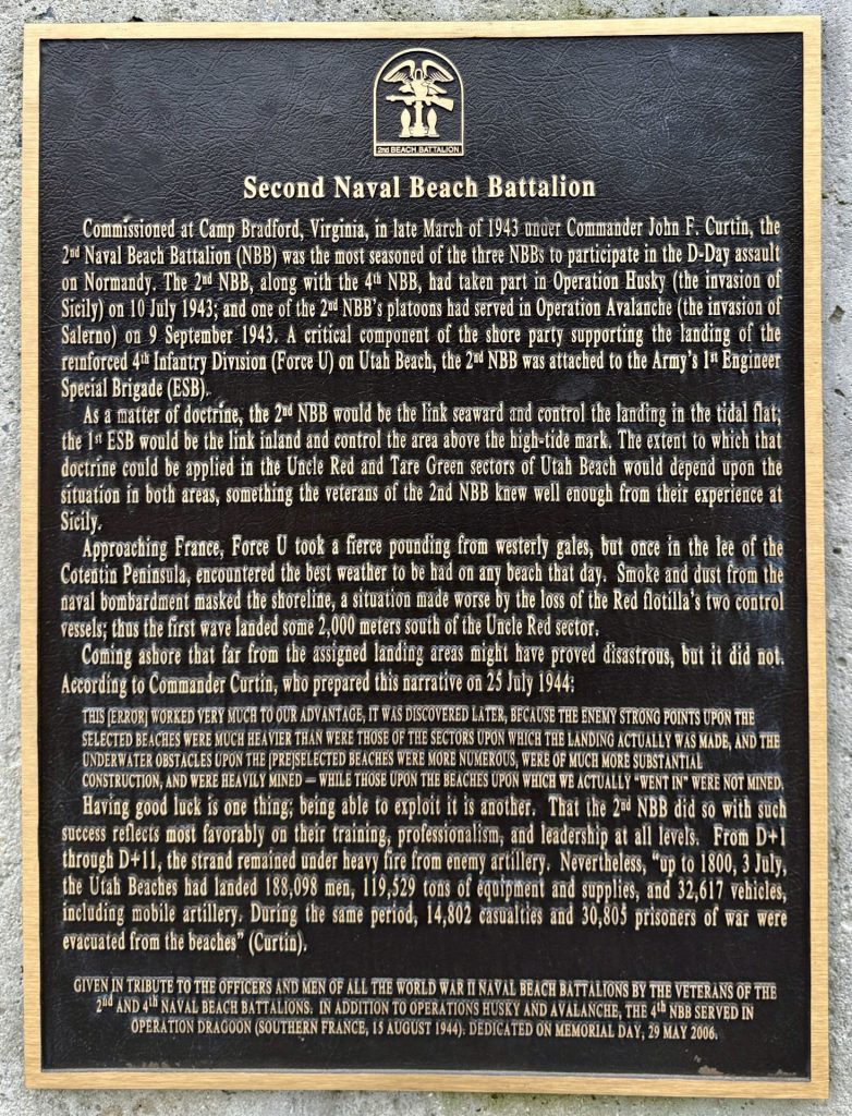 SECOND NAVAL BEACH BATTALION WAR MEMORIAL PLAQUE