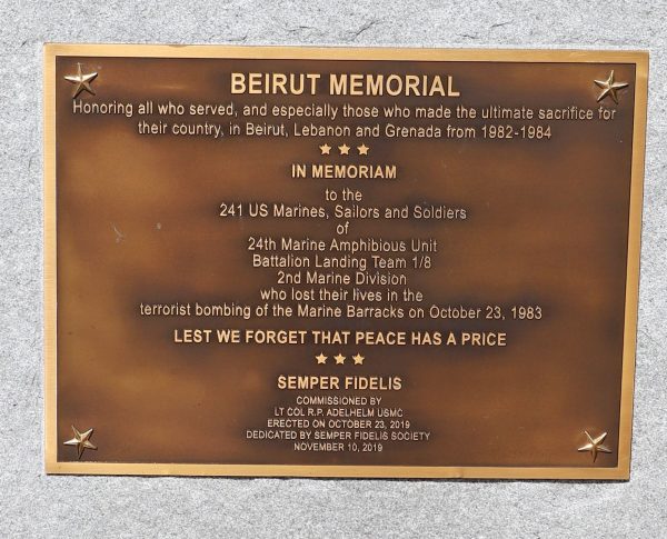 SEMPER FIDELS SOCIETY BEIRUT MEMORIAL PLAQUE