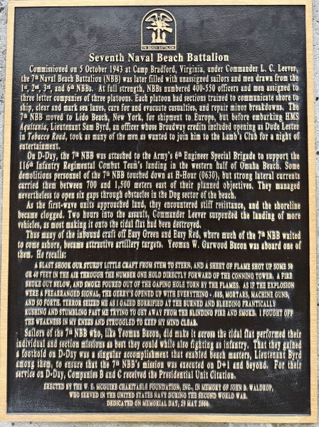 SEVENTH NAVAL BEACH BATTALION WAR MEMORIAL PLAQUE