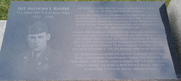 SGT. ANTHONY L. KNAPLE WAR MEMORIAL STONE