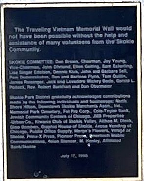SKOKIE VIETNAM WAR MEMORIAL PLAQUE C