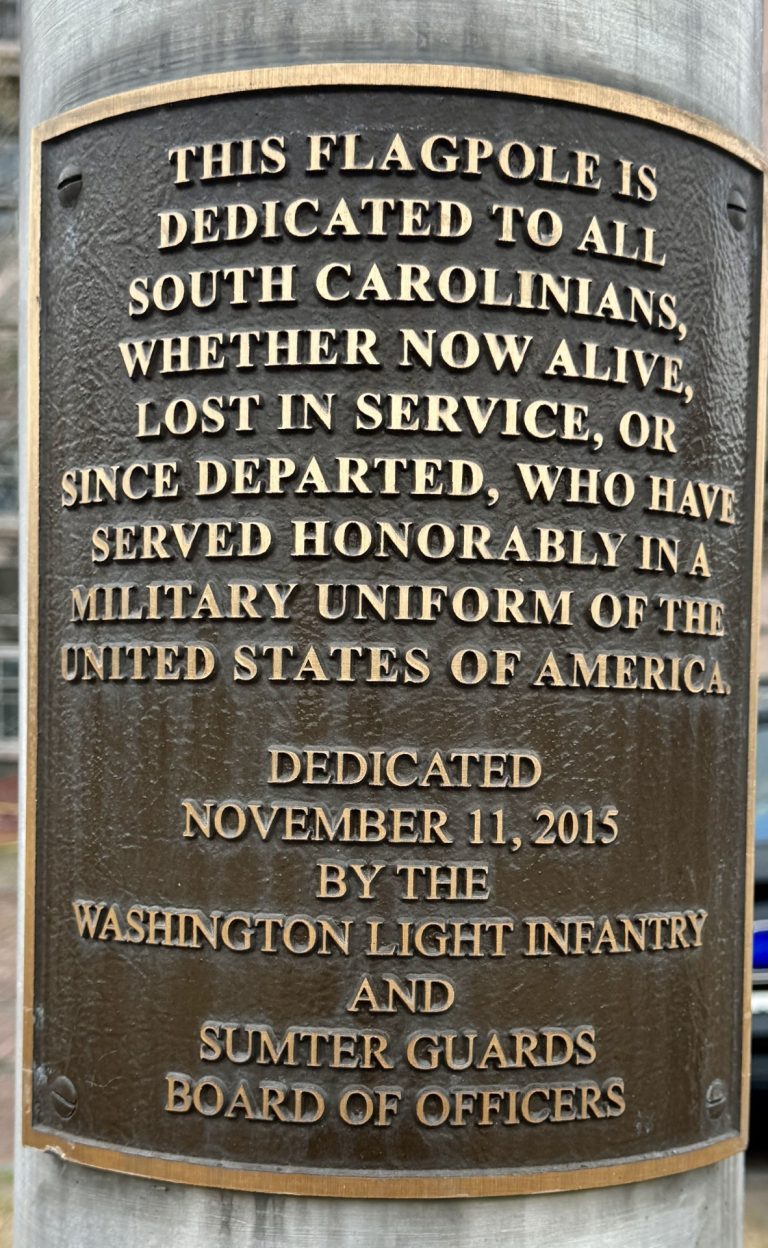 SOUTH CAROLINA VETERANS MEMORIAL FLAGPOLE PLAQUE