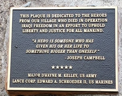 SOUTH ORANGE OPERATION IRAQI FREEDOM MEMORIAL PLAQUE